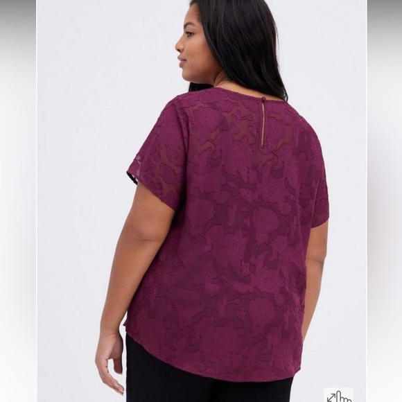 Torrid Abbey Chiffon Clip Floral Top Size 1 - Picture 2 of 8